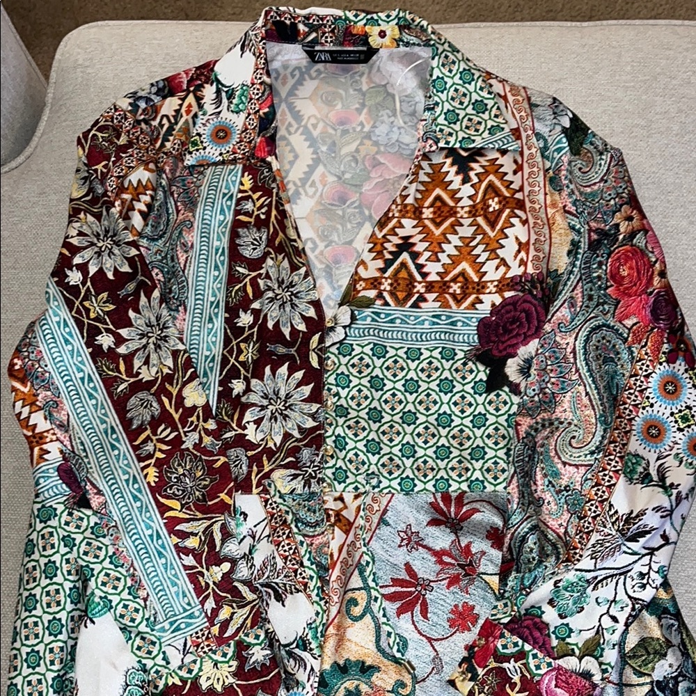 Zara Colorful Patchwork Blouse